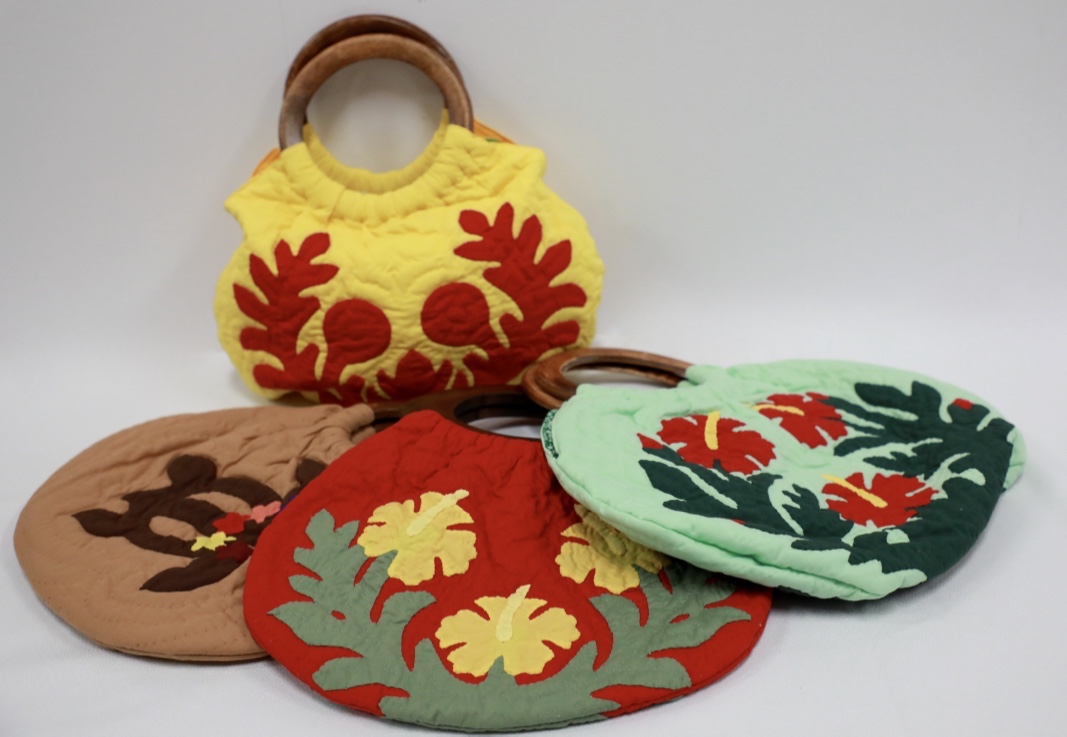 Hand Quilt with wood handle handbag
